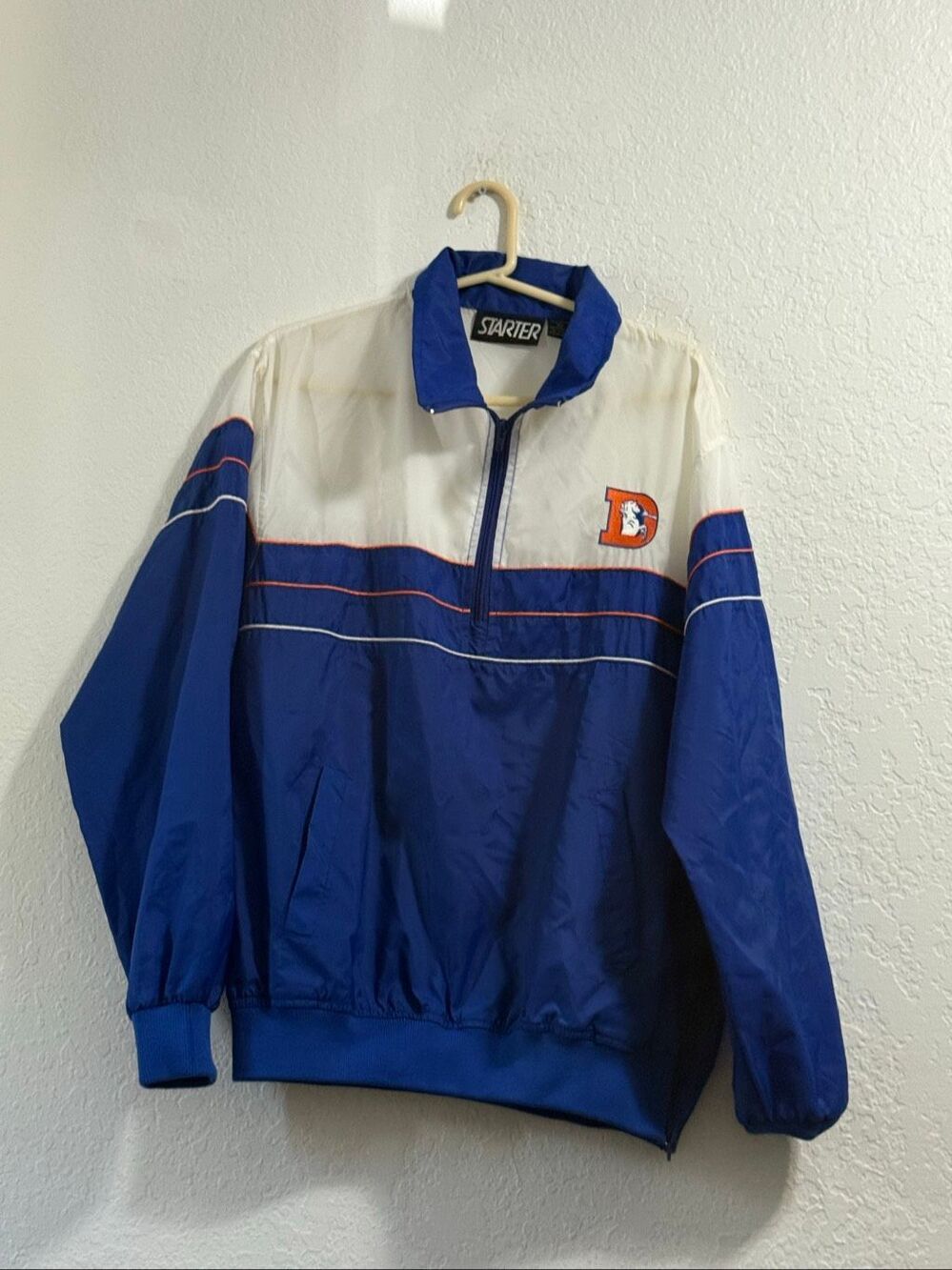 1990s Denver Broncos Starter Jacket 1/2 Zip Windbreaker Jacket NFL Football L